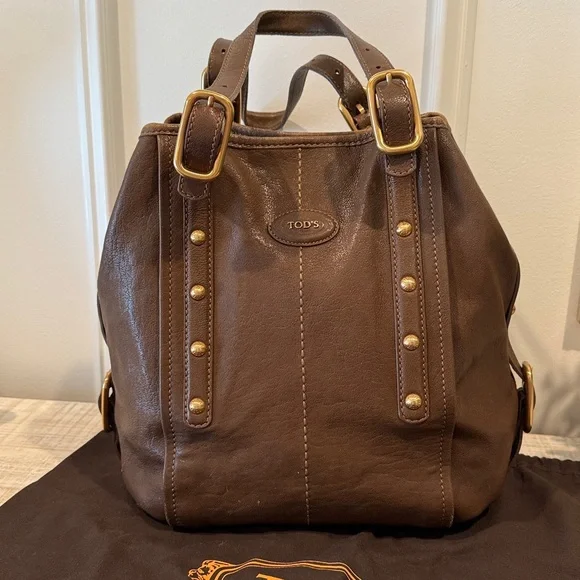 Tod's G-Bag Sacca Grande Brown Leather Tote Shoulder Bag with Dustbag - Picture 2 of 13